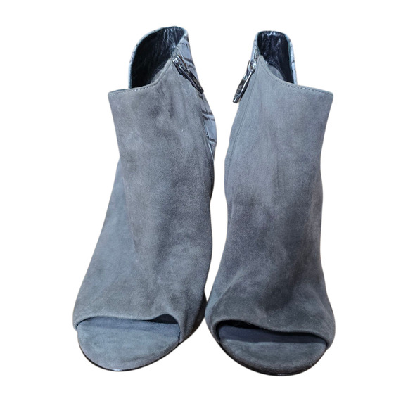 SIGERSON MORRISON Maitee Gray Suede Croc Print Open Toe Heels Booties 8B - Picture 2 of 9